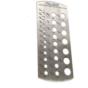 OMEX Stainless Steel Fractional Drill Gauge-29 Holes,1/16 Inch to1/2Inch-Silver